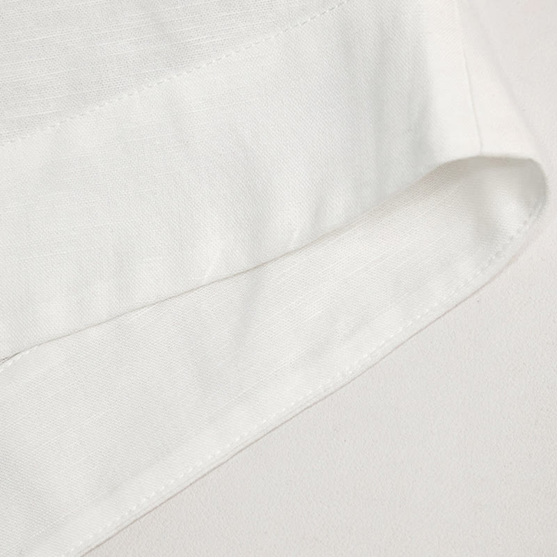 Olivenorma Camicia da donna in lino con maniche arrotolabili e scollo a V, bianca e tinta unita - image 8