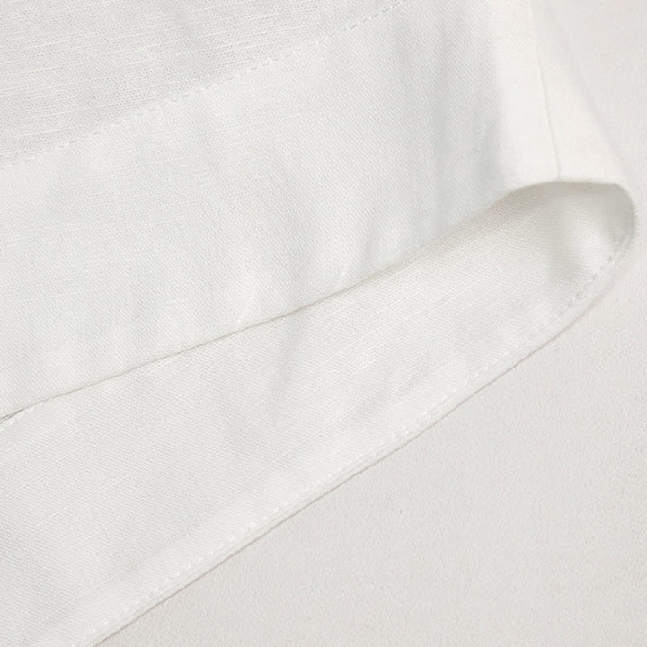 Olivenorma Camicia da donna in lino con maniche arrotolabili e scollo a V, bianca e tinta unita - image 8