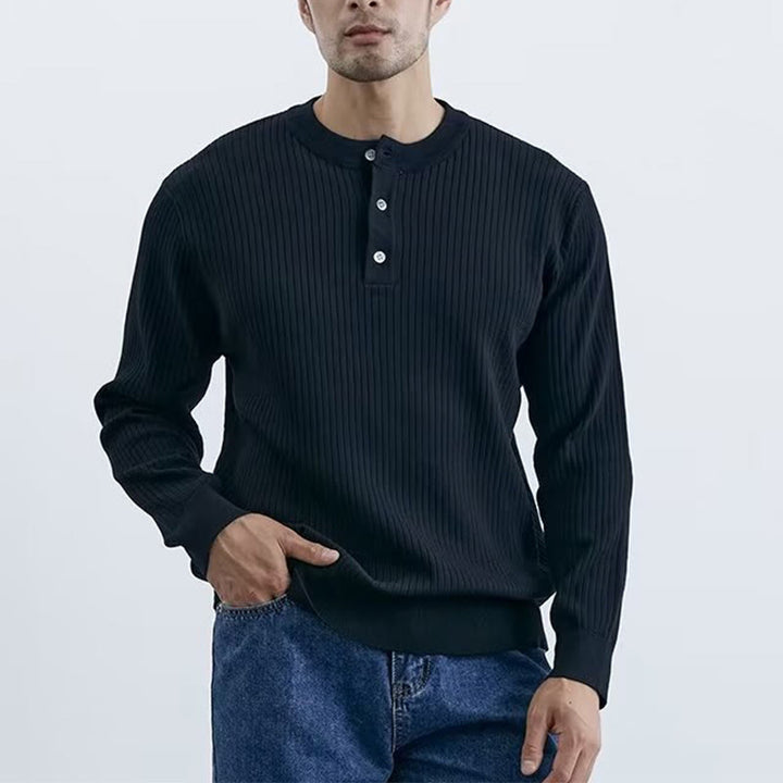 Olivenorma - Felpa da uomo a maniche lunghe in maglia a coste - Nero - 3XL - image 2