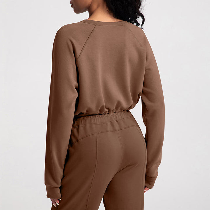 Olivenorma - Felpa casual con scollo rotondo a maniche lunghe e morbida per yoga - image 11