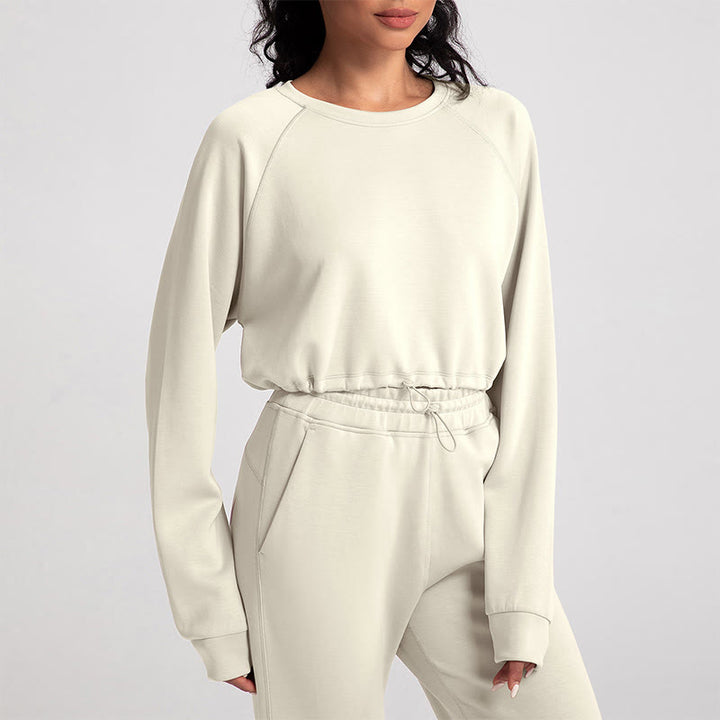 Olivenorma - Felpa casual con scollo rotondo a maniche lunghe e morbida per yoga - Bianco - XL - image 6