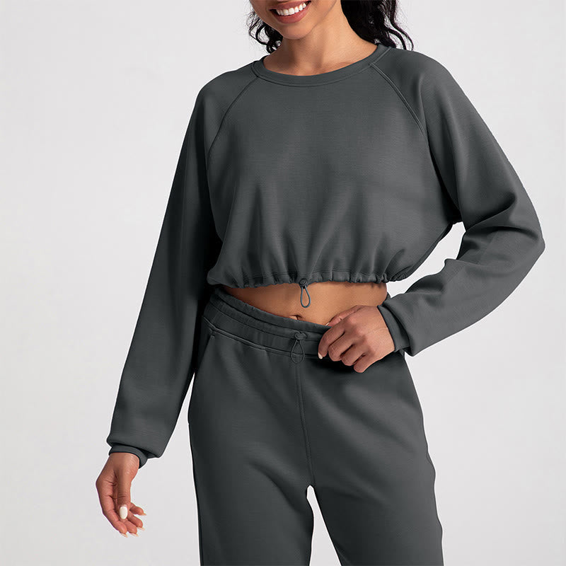 Olivenorma - Felpa casual con scollo rotondo a maniche lunghe e morbida per yoga - Grigio - XL - image 14