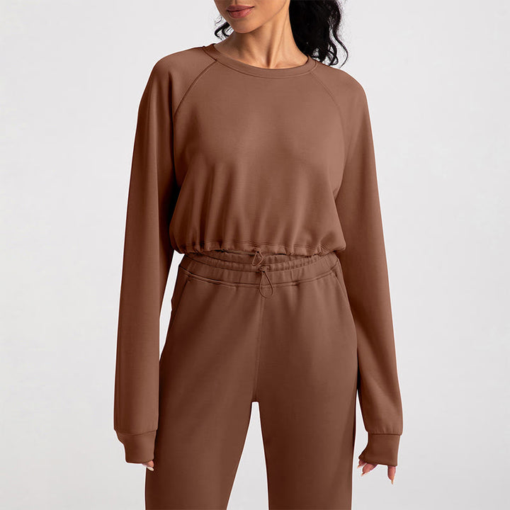 Olivenorma - Felpa casual con scollo rotondo a maniche lunghe e morbida per yoga - image 10