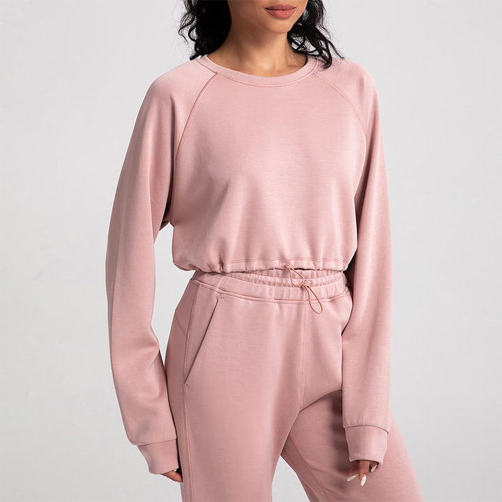 Olivenorma - Felpa casual con scollo rotondo a maniche lunghe e morbida per yoga - Rosa - XL - image 0