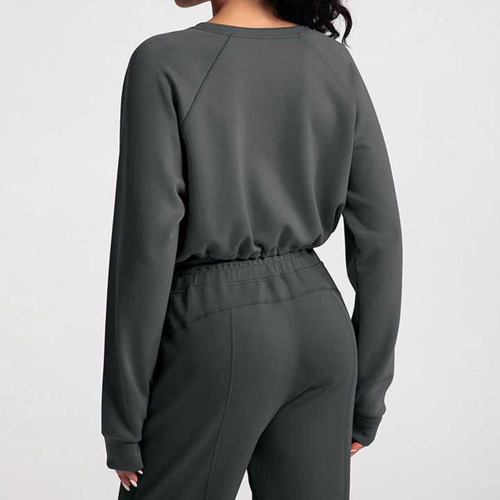 Olivenorma - Felpa casual con scollo rotondo a maniche lunghe e morbida per yoga - image 15