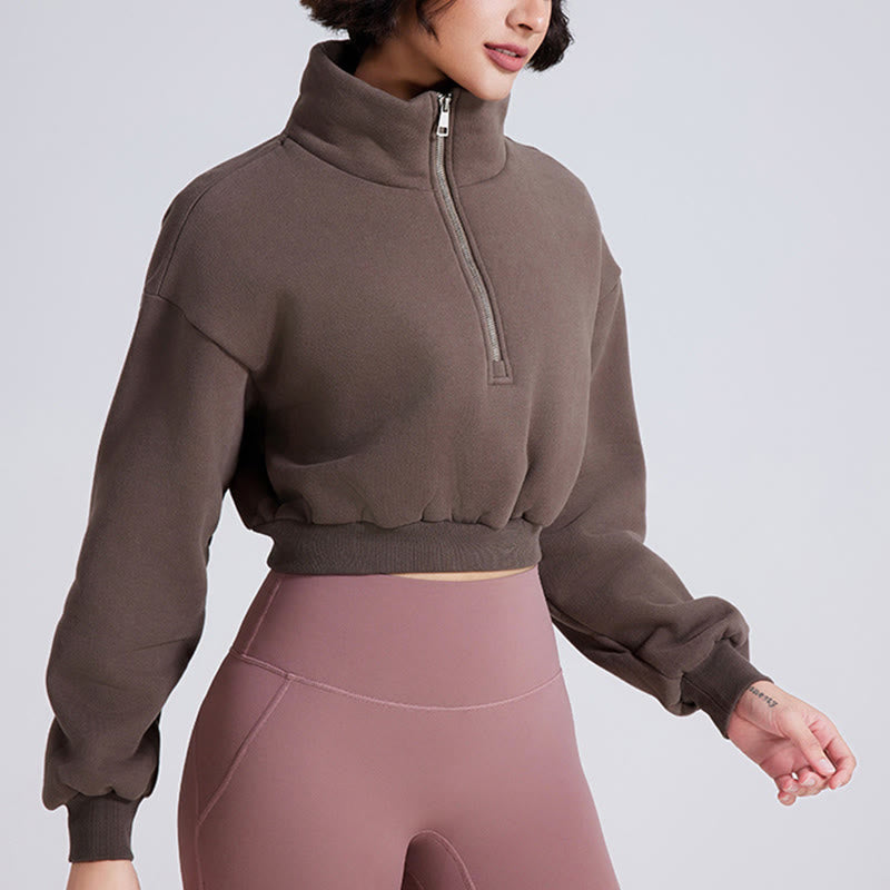 Olivenorma Hip Zip Yoga Tops Felpa oversize in pile corto - image 14