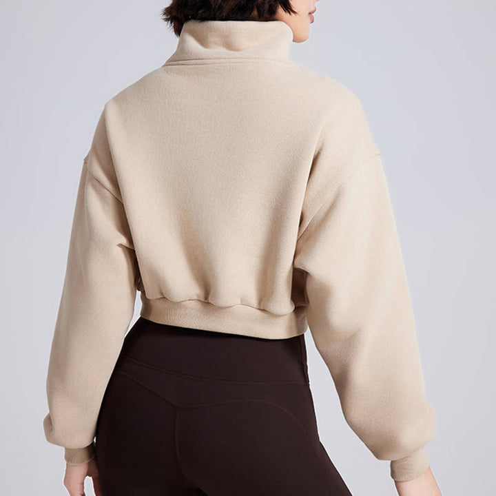 Olivenorma Hip Zip Yoga Tops Felpa oversize in pile corto - image 4