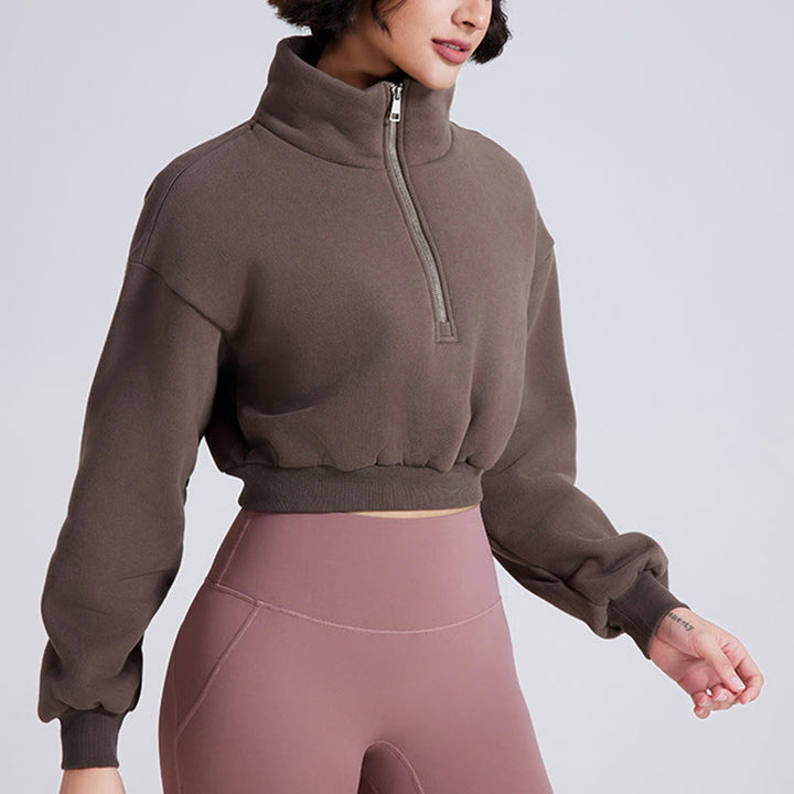Olivenorma Hip Zip Yoga Tops Felpa oversize in pile corto - image 14