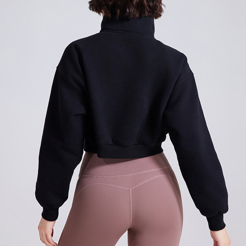 Olivenorma Hip Zip Yoga Tops Felpa oversize in pile corto - image 11