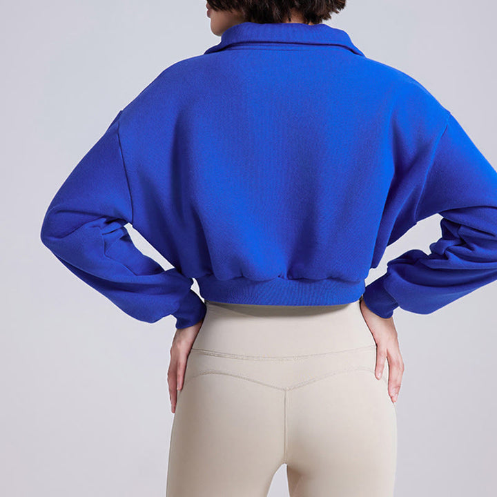 Olivenorma Hip Zip Yoga Tops Felpa oversize in pile corto - image 7