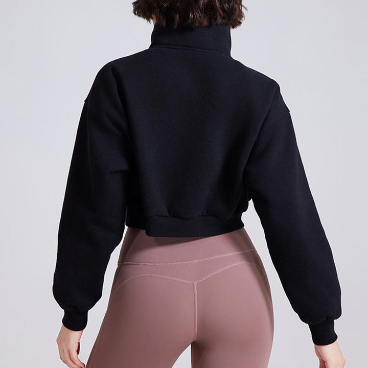 Olivenorma Hip Zip Yoga Tops Felpa oversize in pile corto - image 11