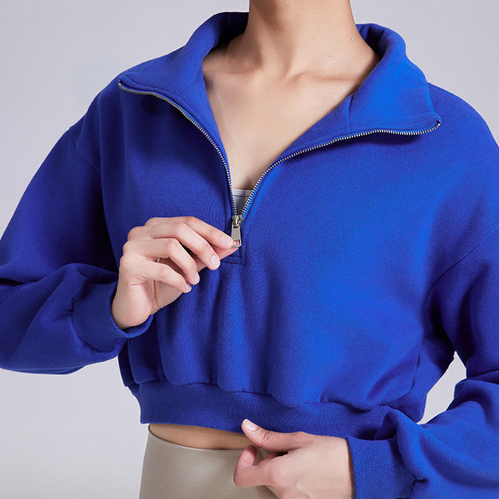Olivenorma Hip Zip Yoga Tops Felpa oversize in pile corto - image 8