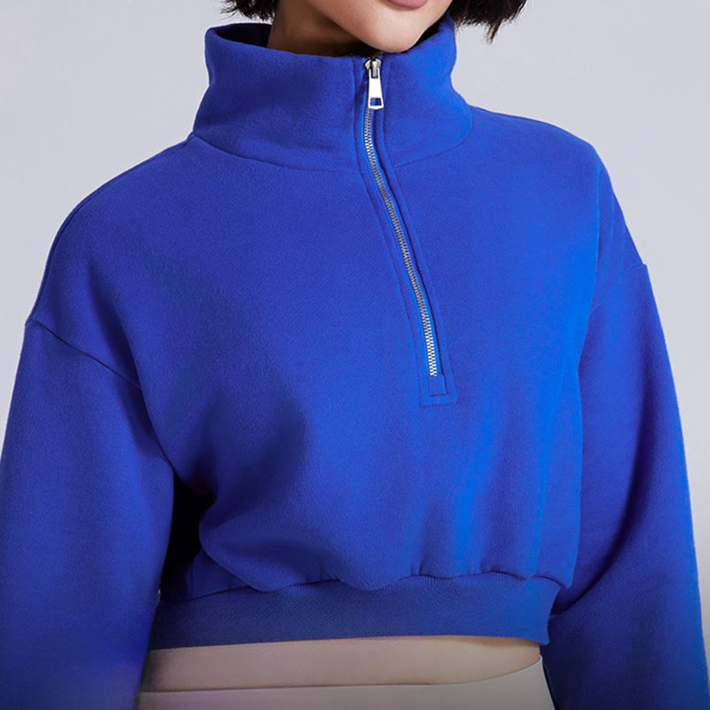 Olivenorma Hip Zip Yoga Tops Felpa oversize in pile corto - image 9