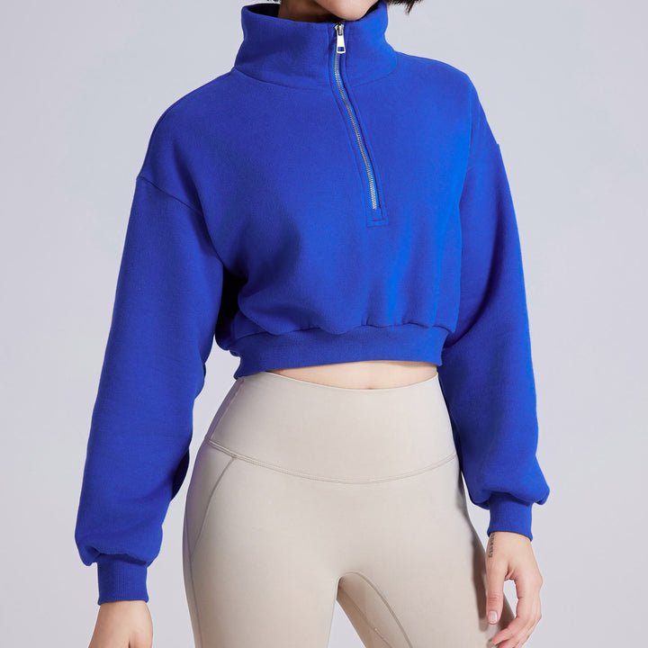 Olivenorma Hip Zip Yoga Tops Felpa oversize in pile corto - image 6