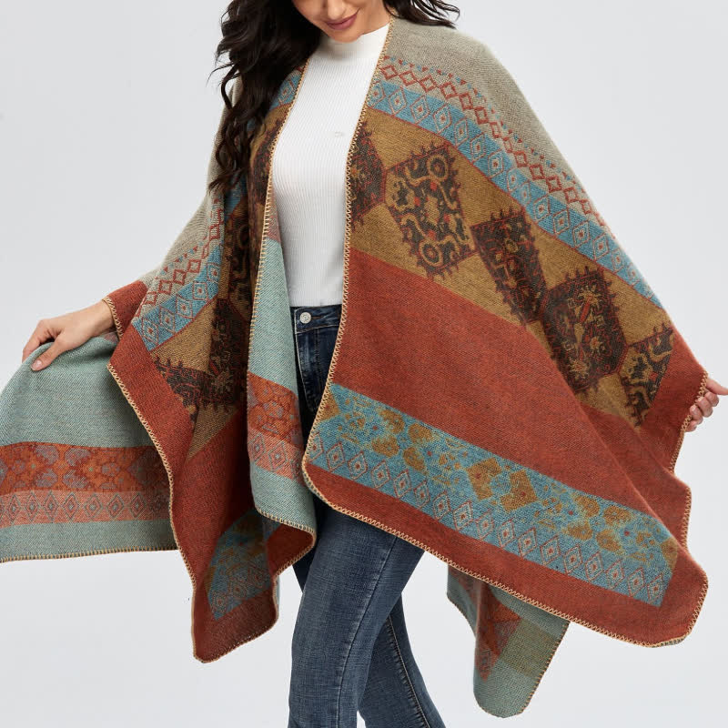 Olivenorma Boho Patchwork Cardigan Aperto Davanti Scialle - image 3