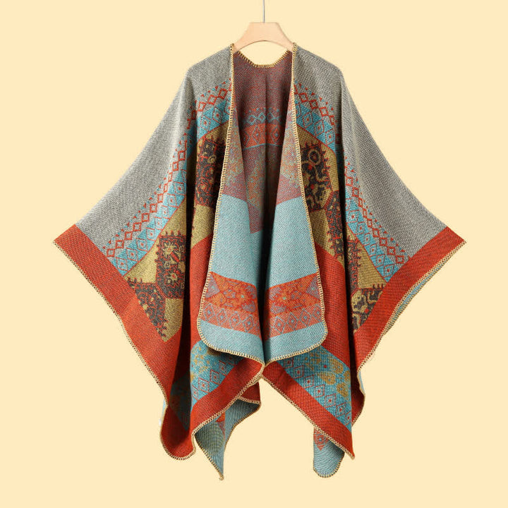 Olivenorma Boho Patchwork Cardigan Aperto Davanti Scialle - image 1