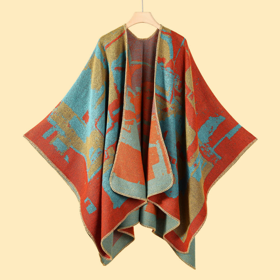 Olivenorma Boho Patchwork Cardigan Aperto Davanti Scialle - image 5