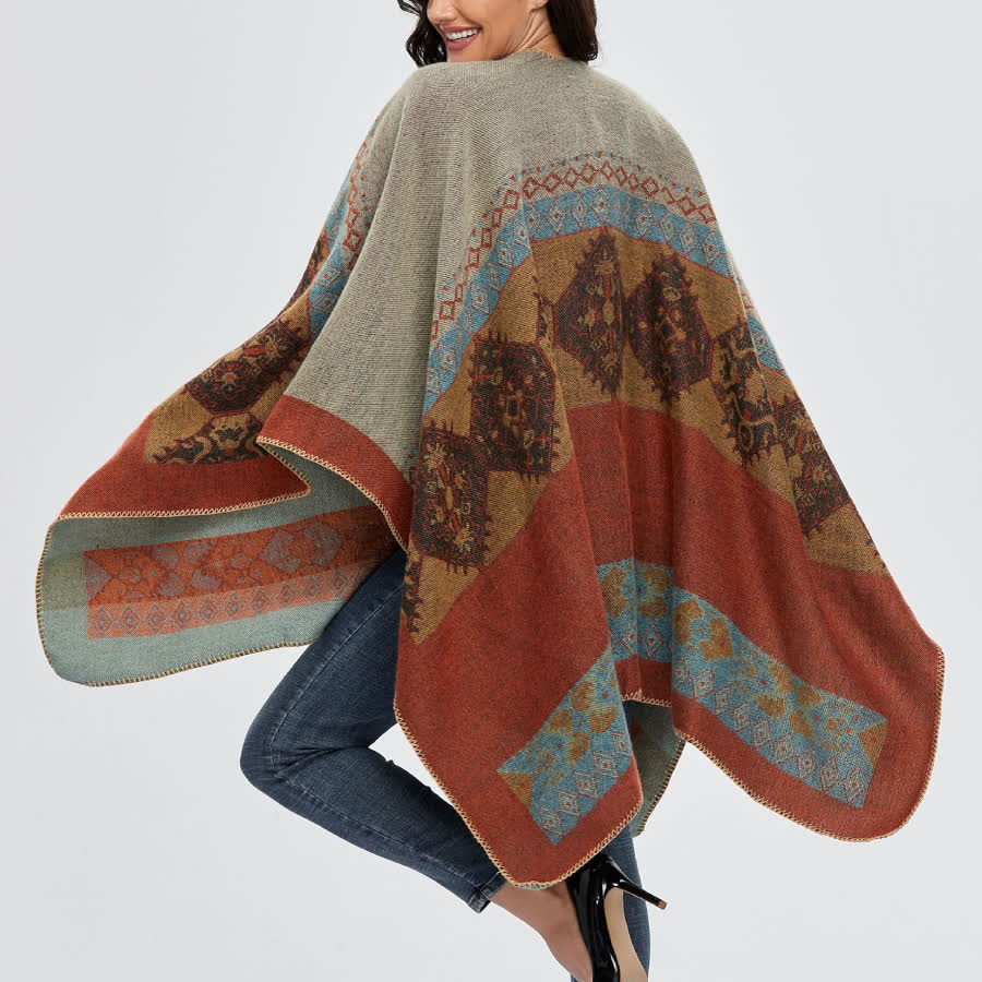 Olivenorma Boho Patchwork Cardigan Aperto Davanti Scialle - image 2