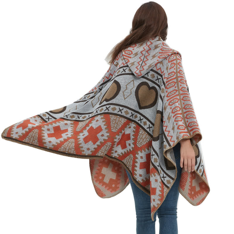 Olivenorma Boho Geometric Hooded Shawl Cardigan - image 4