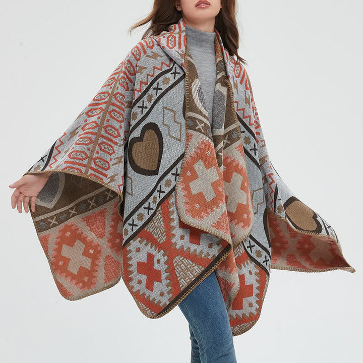 Olivenorma Boho Geometric Hooded Shawl Cardigan - image 6