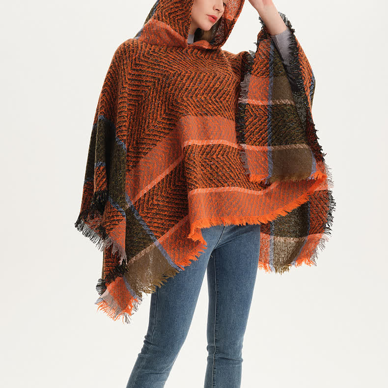 Olivenorma Cozy Herringbone Pullover Poncho Scialle - image 5