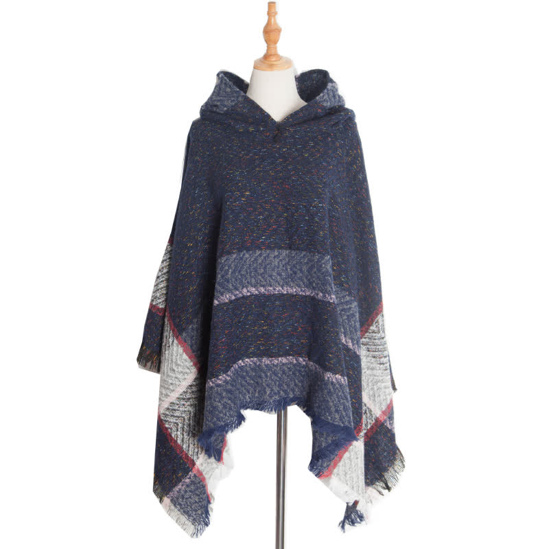 Olivenorma Cozy Herringbone Pullover Poncho Scialle - Marina - image 19