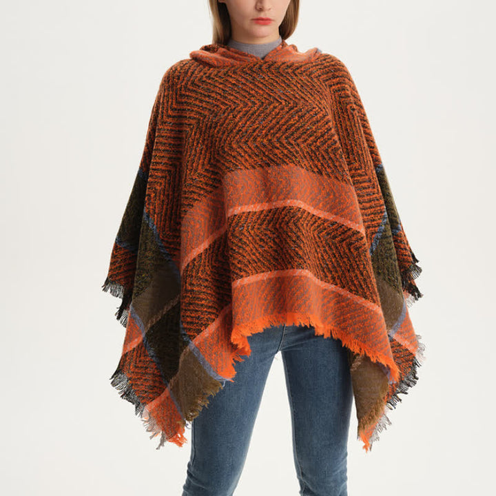 Olivenorma Cozy Herringbone Pullover Poncho Scialle - image 4