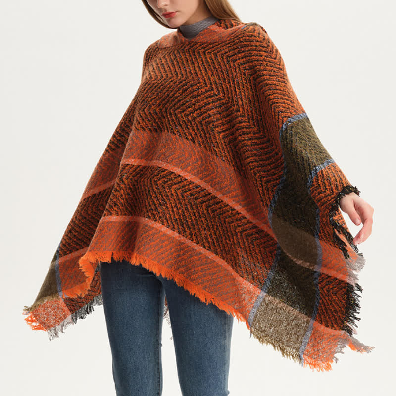 Olivenorma Cozy Herringbone Pullover Poncho Scialle - image 8