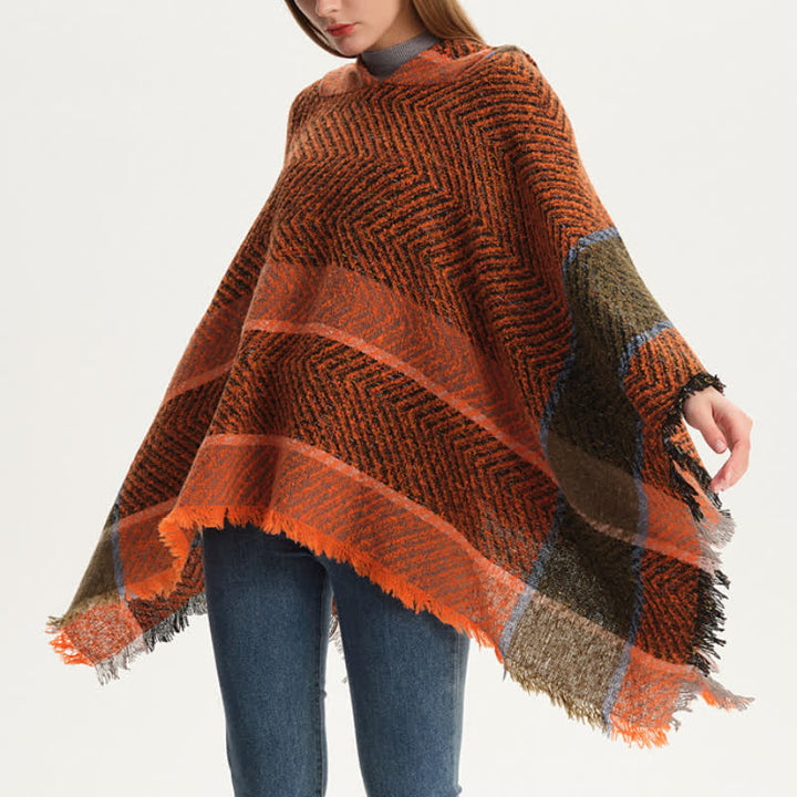 Olivenorma Cozy Herringbone Pullover Poncho Scialle - image 8