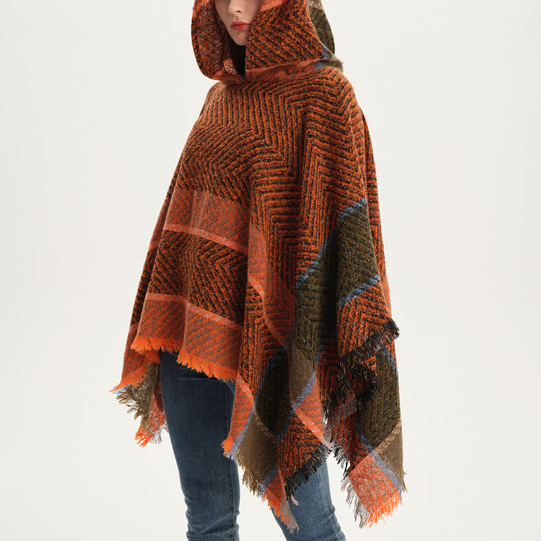Olivenorma Cozy Herringbone Pullover Poncho Scialle - image 6