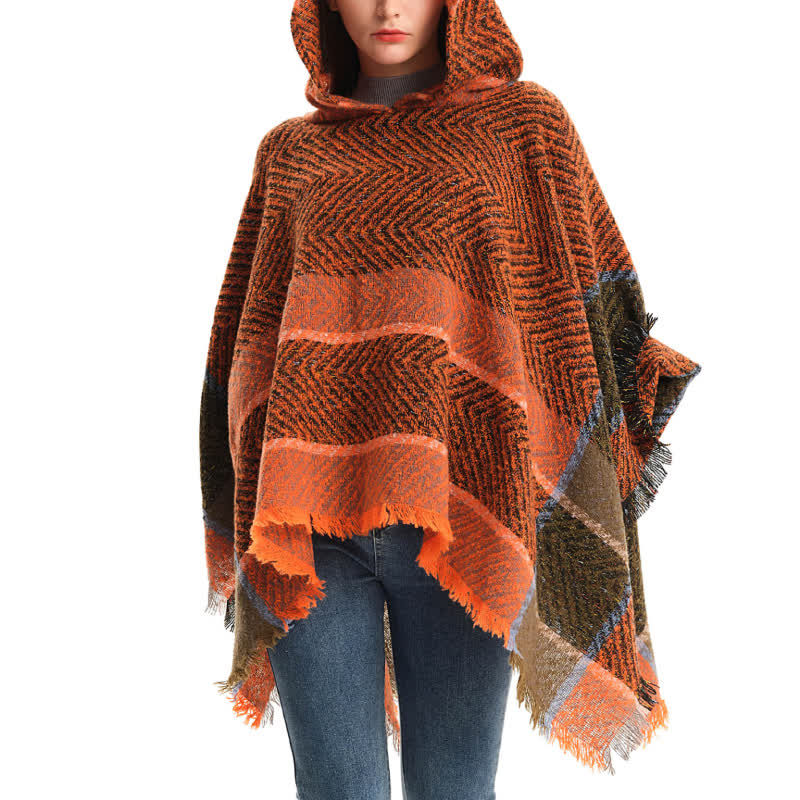 Olivenorma Cozy Herringbone Pullover Poncho Scialle - image 0