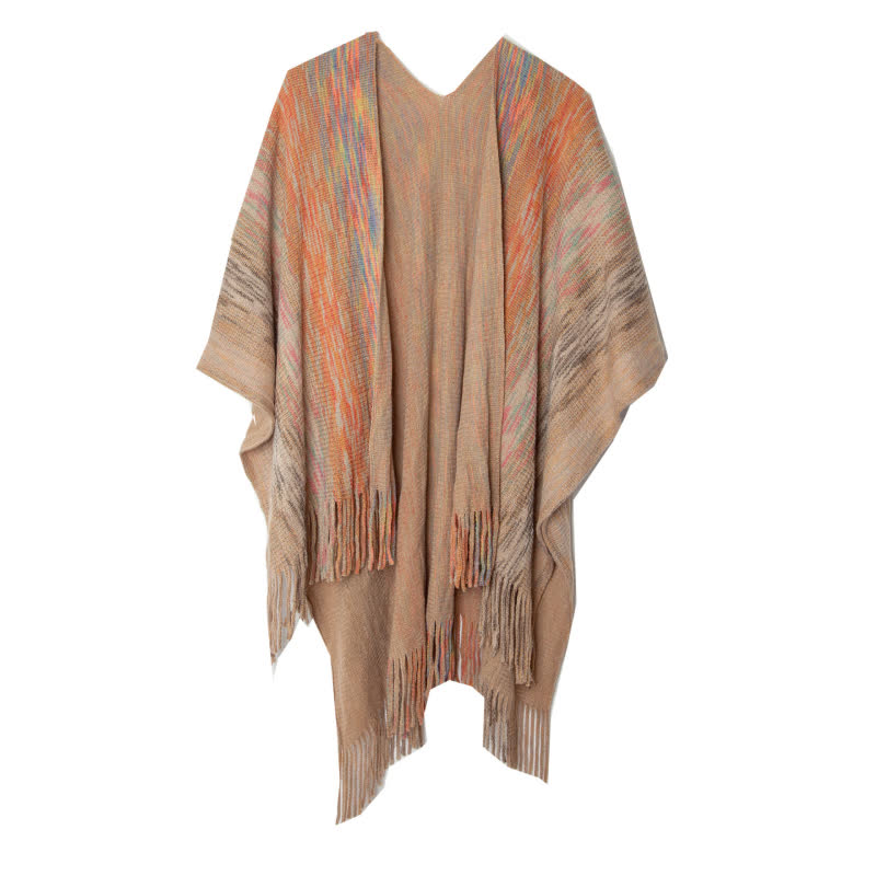 Olivenorma Poncho con volant e nappe Cardigan Scialle - Giallo - image 8