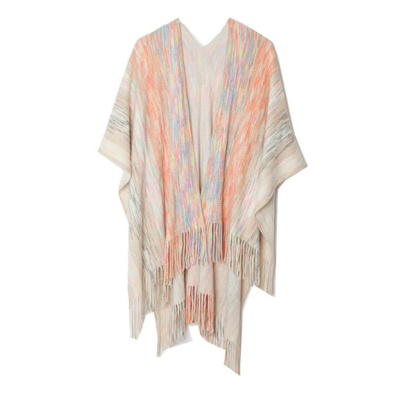 Olivenorma Poncho con volant e nappe Cardigan Scialle - Beige - image 7