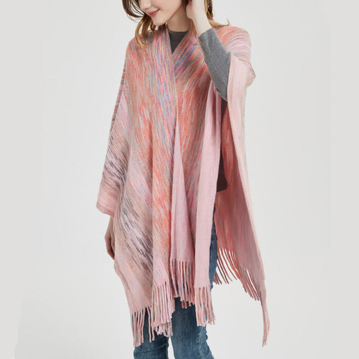 Olivenorma Poncho con volant e nappe Cardigan Scialle - image 3