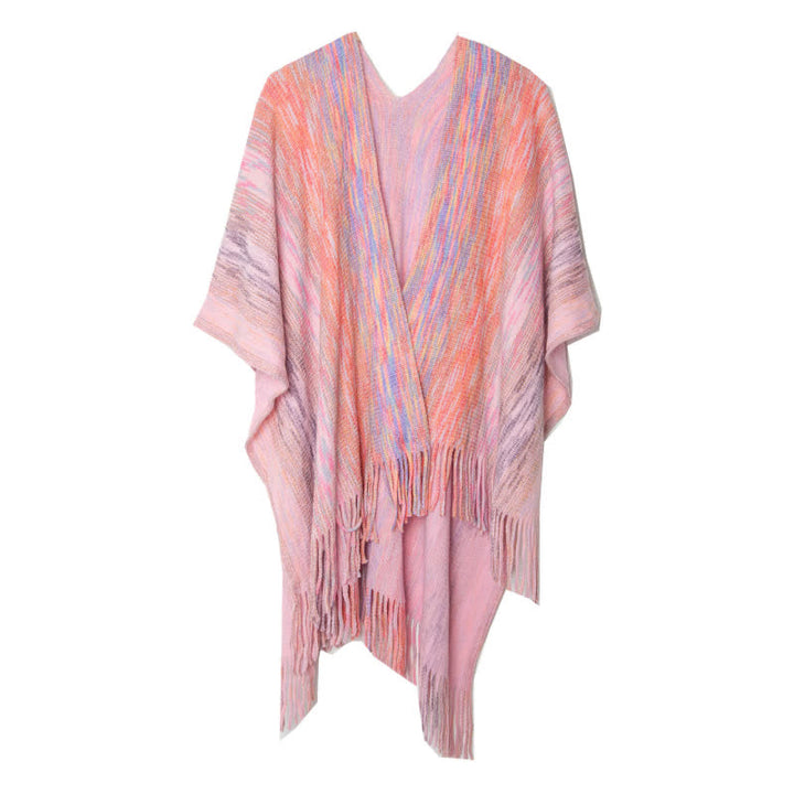Olivenorma Poncho con volant e nappe Cardigan Scialle - Rosa - image 1