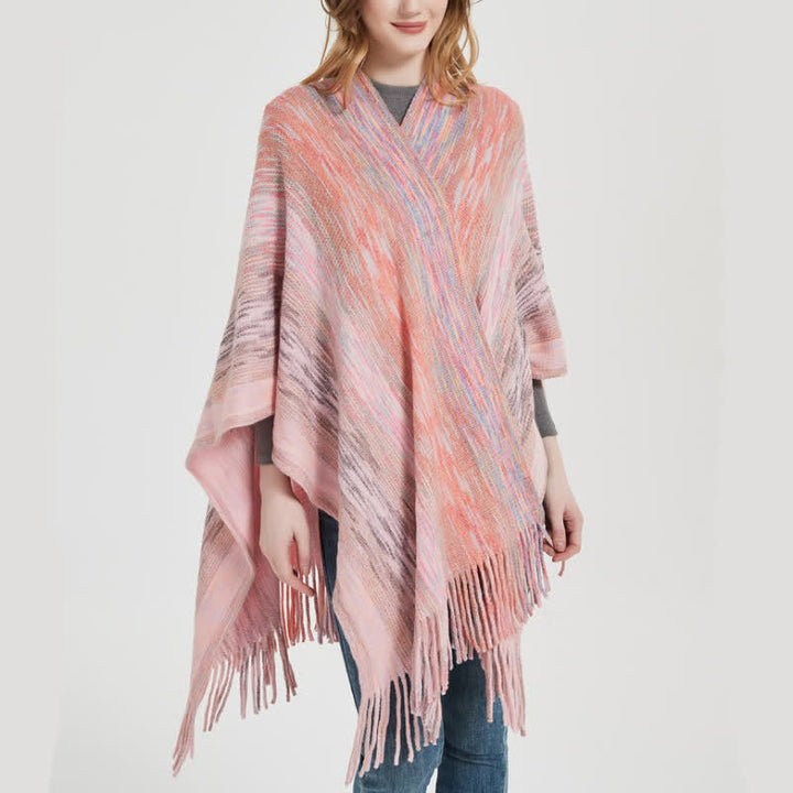 Olivenorma Poncho con volant e nappe Cardigan Scialle - image 4