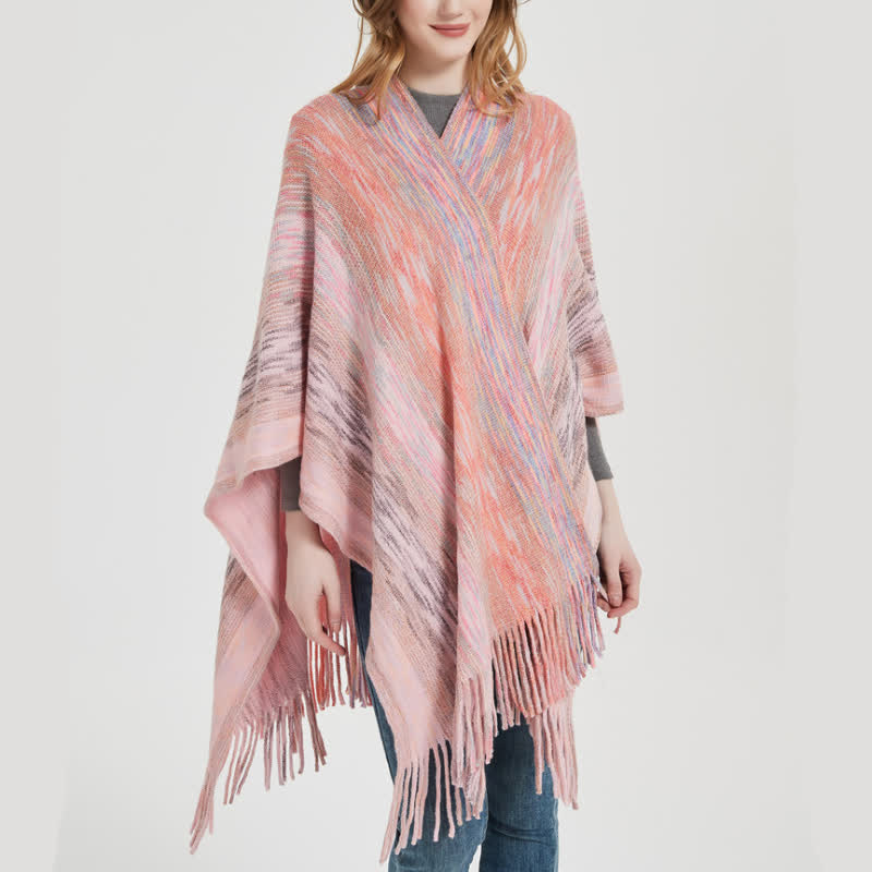 Olivenorma Poncho con volant e nappe Cardigan Scialle - image 4