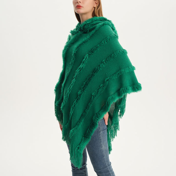 Olivenorma - Cappello avvolgente con frange in tinta unita, cardigan e scialle - image 9