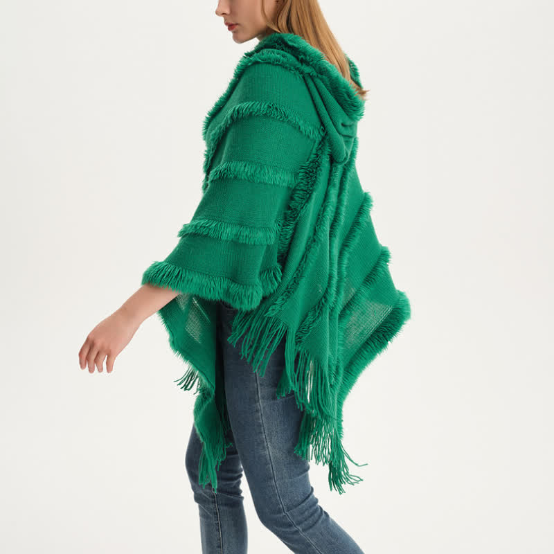 Olivenorma - Cappello avvolgente con frange in tinta unita, cardigan e scialle - image 4