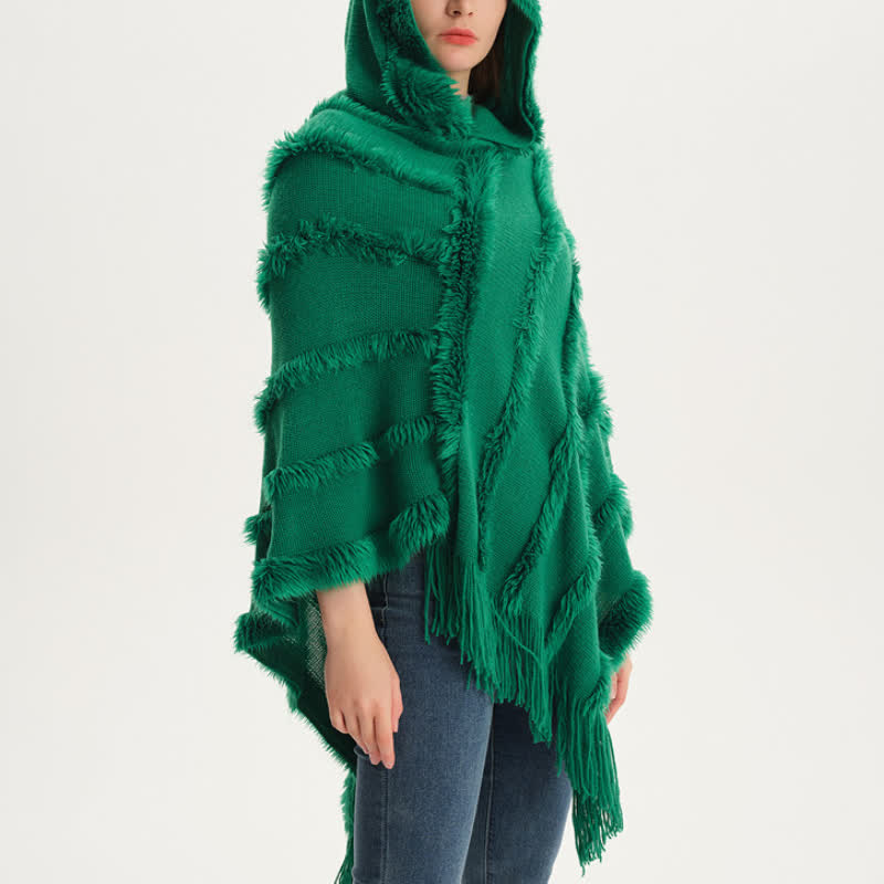 Olivenorma - Cappello avvolgente con frange in tinta unita, cardigan e scialle - image 7