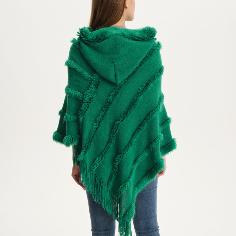 Olivenorma - Cappello avvolgente con frange in tinta unita, cardigan e scialle - image 5