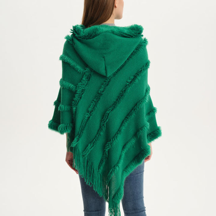 Olivenorma - Cappello avvolgente con frange in tinta unita, cardigan e scialle - image 5