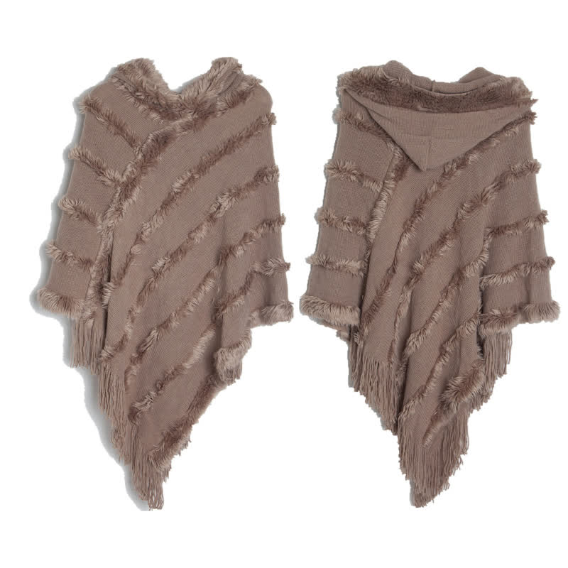 Olivenorma - Cappello avvolgente con frange in tinta unita, cardigan e scialle - Caffè - image 16