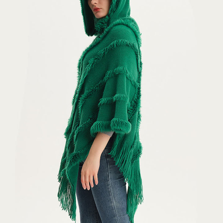 Olivenorma - Cappello avvolgente con frange in tinta unita, cardigan e scialle - image 10