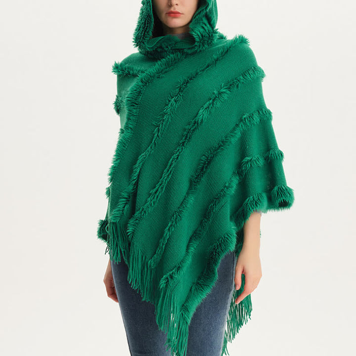 Olivenorma - Cappello avvolgente con frange in tinta unita, cardigan e scialle - image 8