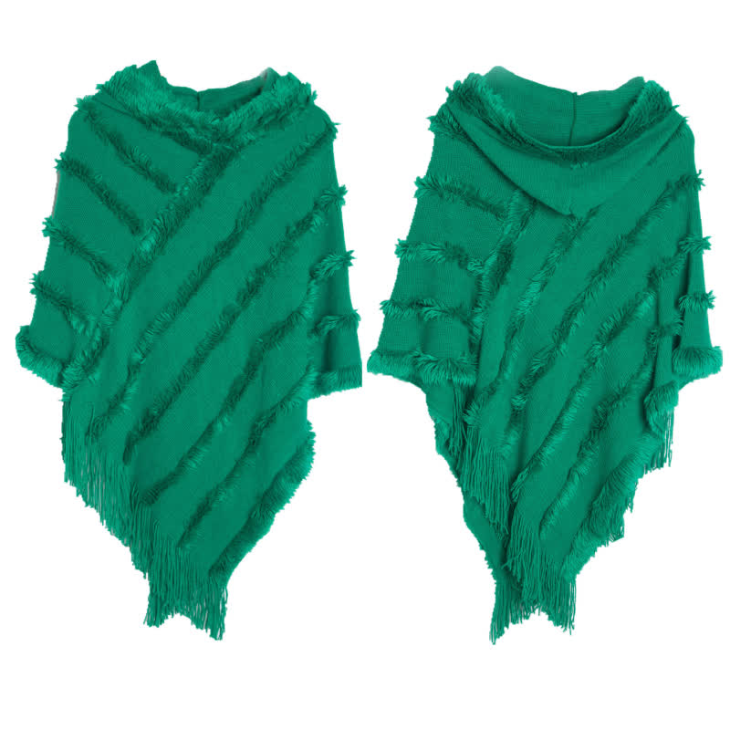 Olivenorma - Cappello avvolgente con frange in tinta unita, cardigan e scialle - Verde - image 1