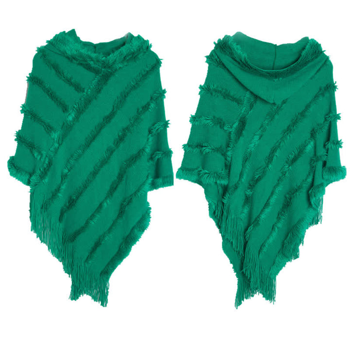 Olivenorma - Cappello avvolgente con frange in tinta unita, cardigan e scialle - Verde - image 1