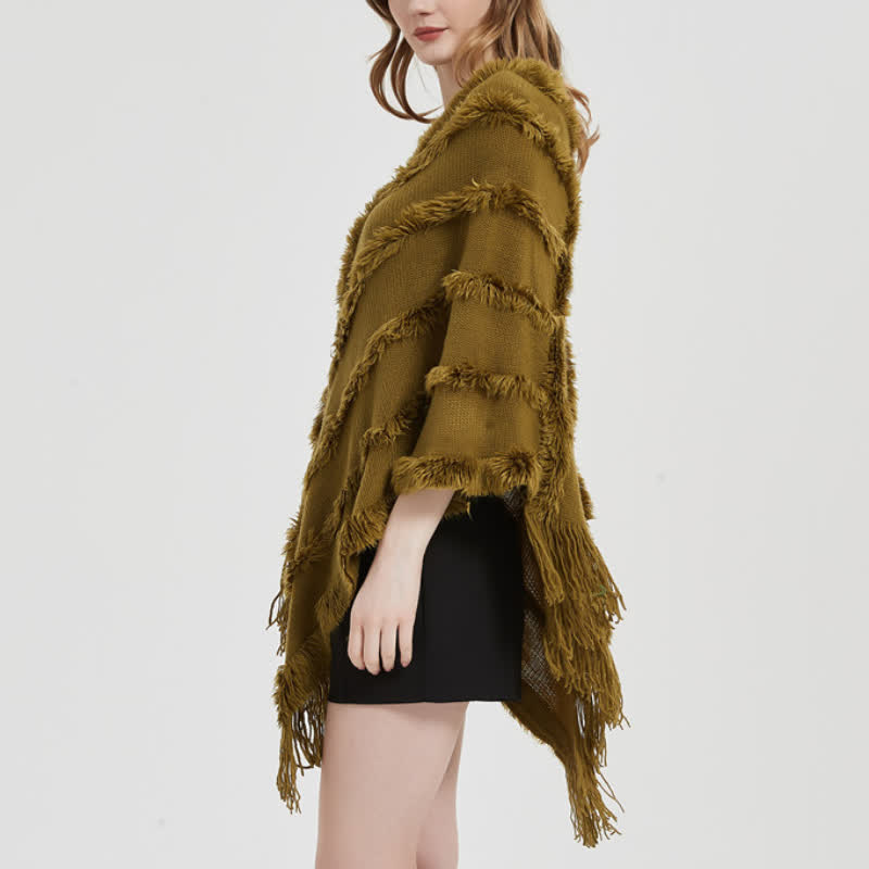 Olivenorma - Cardigan avvolgente con frange in tinta unita - image 5