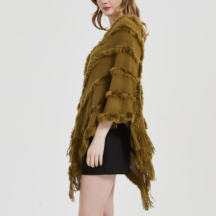 Olivenorma - Cardigan avvolgente con frange in tinta unita - image 5