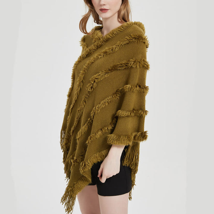 Olivenorma - Cardigan avvolgente con frange in tinta unita - image 6